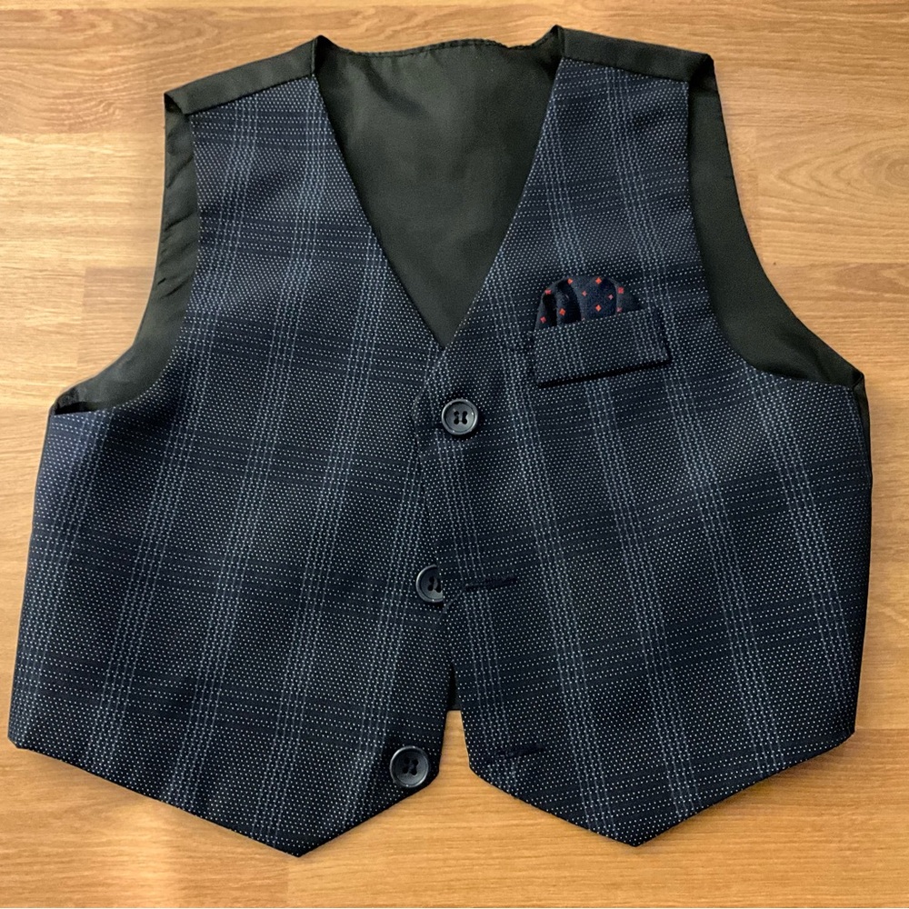 Elegant Black Checkered Toddler Vest